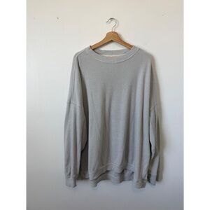 Aerie Light Gray Waffle Knit Top